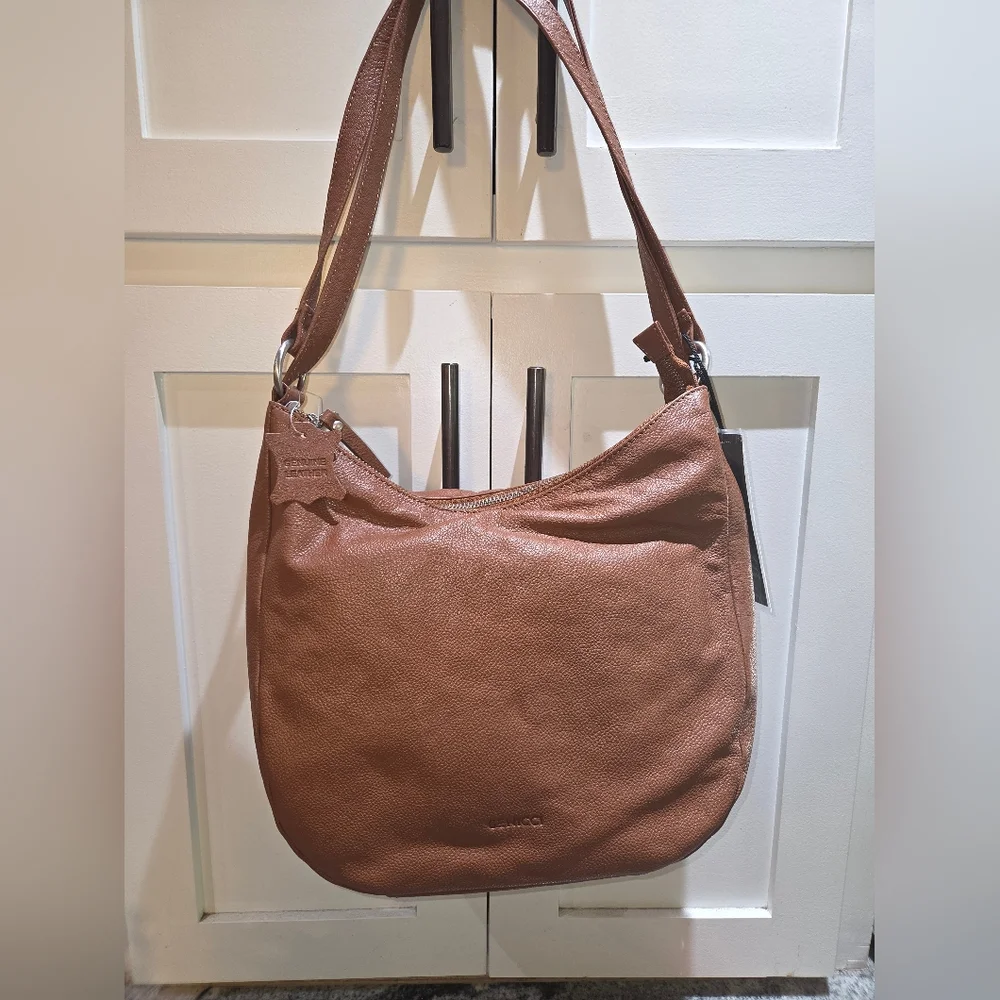 Genicci NWT Cognac Genuine Leather Shoulder Bag - Picture 8 of 9